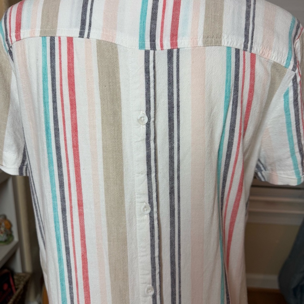 Anthropologie Cloth & Stone Striped Linen Blend Shift Dress Sz M - Picture 5 of 8